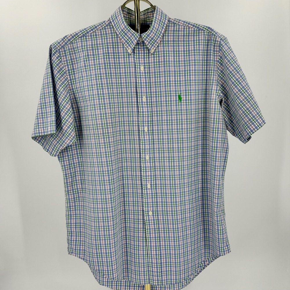 Polo Ralph Lauren Mens Classic Fit Plaid Button Down Short Sleeve Shirt Large